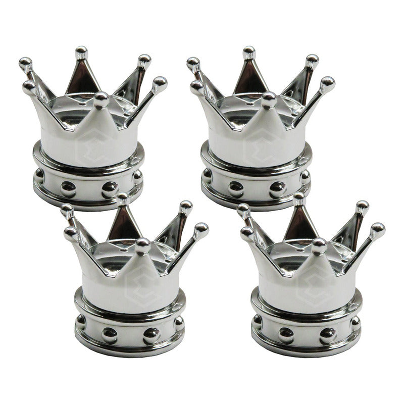Kit 4 Tapon Cubre Pivote Válvula Metálico Corona Auto Moto