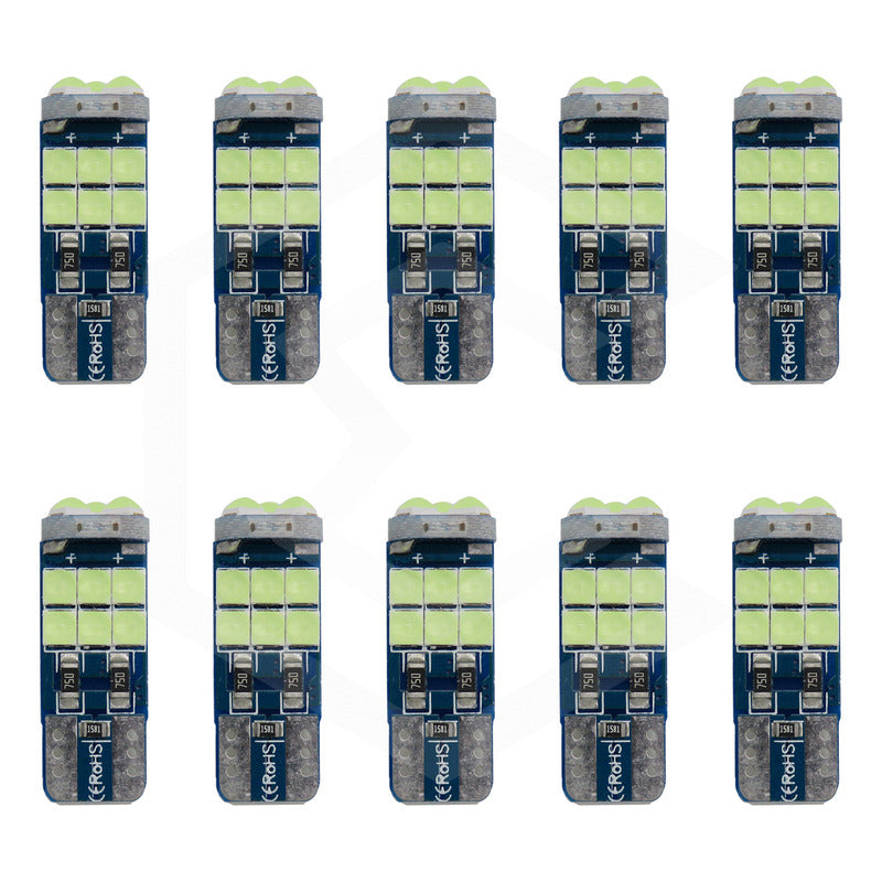 Kit De 10 Focos Pellizco T10 15 Leds Burbuja Doble Polaridad