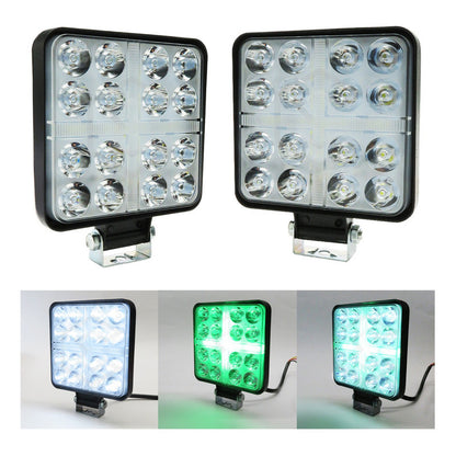 Par De Faros Cuadrados 33 Leds Aro De Luz Cruz Ip67 12-24v