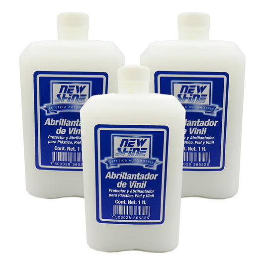 3 Abrillantador De Vinil Plastico Y Piel Liquido 1000ml Blanco