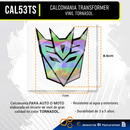 Calcomanía Transformer Decepticon Tornasol Sticker Vinil 7cm