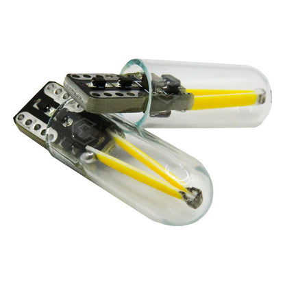 Kit 10 Foco De Pellizco Led Cob Vidrio Filamento Canbus T10