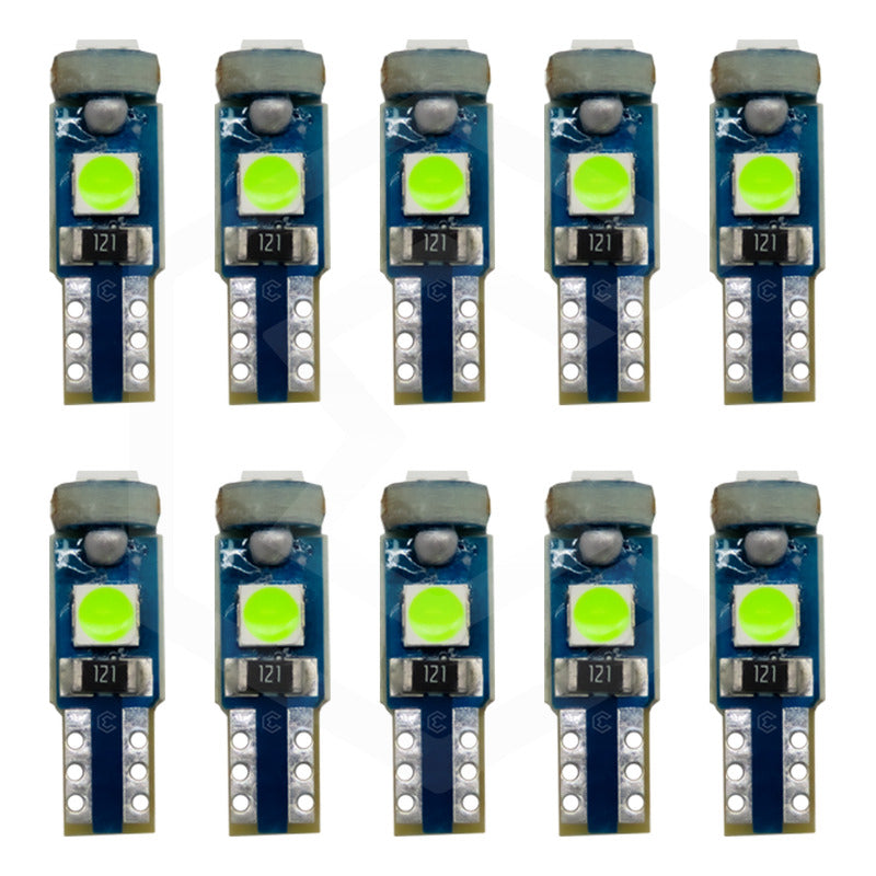Kit 10 Focos 3 Leds Tablero Mandos T5 3030 3w 12v Colores