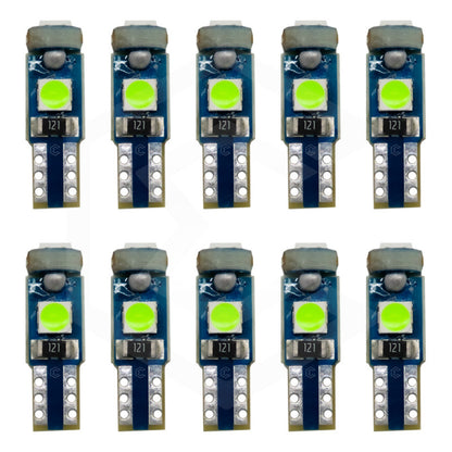 Kit 10 Focos 3 Leds Tablero Mandos T5 3030 3w 12v Colores