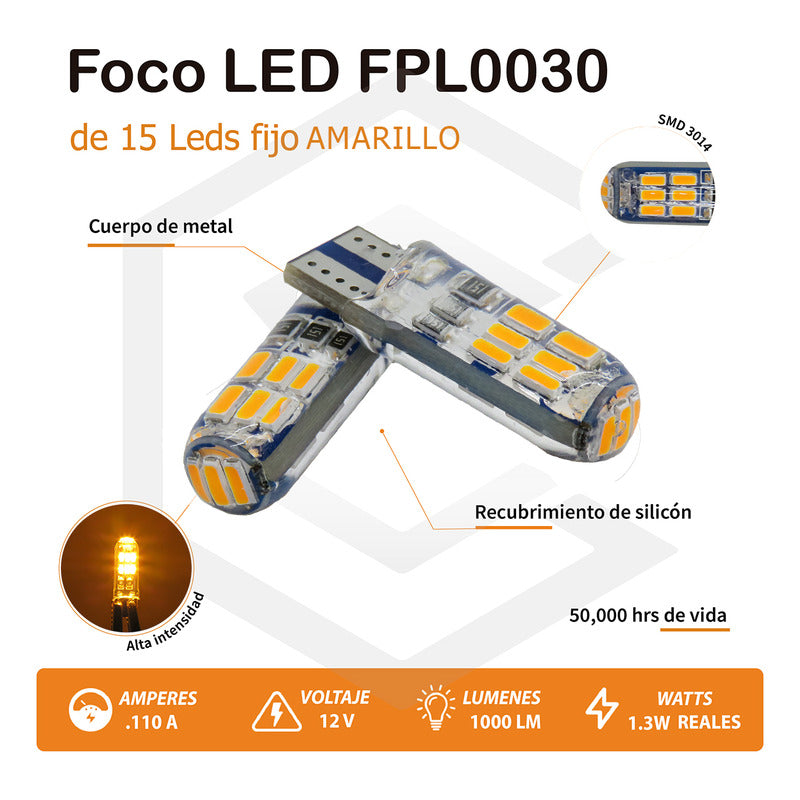 Par Focos De Pellizco T10 15 Leds Encapsulado