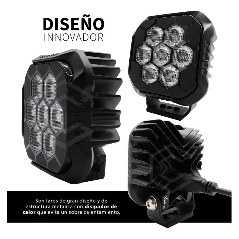 Par Faros 7 Led Luz Blanca Panal Rzr Can Am Atv 35.4w 10-30v