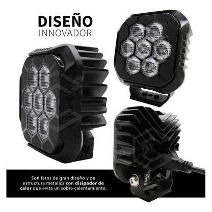Par Faros 7 Led Luz Blanca Panal Rzr Can Am Atv 35.4w 10-30v