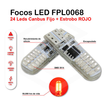 Kit De 50 Focos De Pellizco 24 Leds Canbus Fijo+estrobo 12v