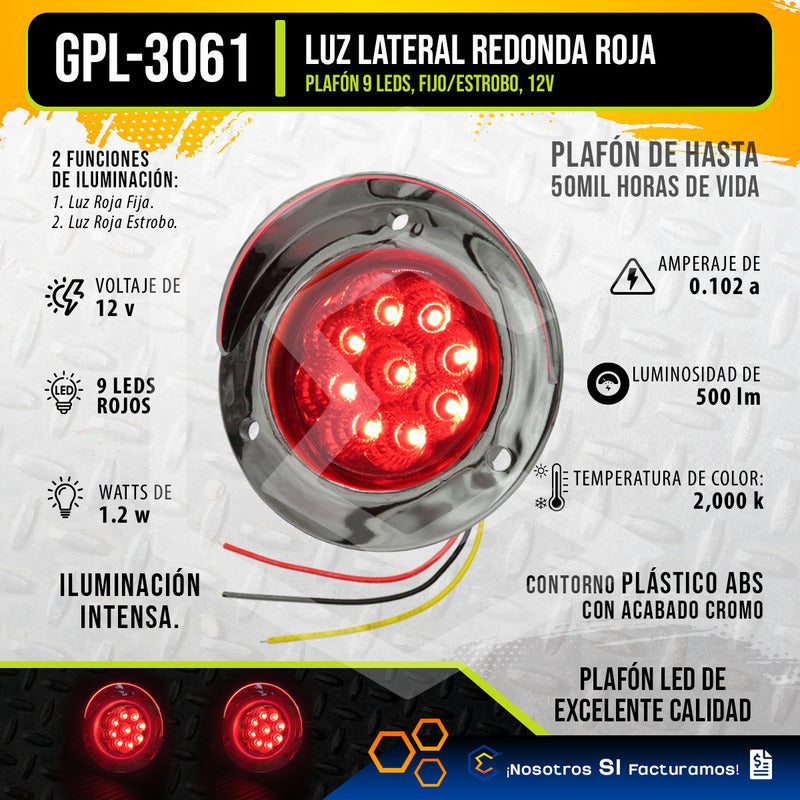 10 Plafon 9 Led Redondo Bisel Cromo 2'' Fijo Estrobo 12-24v