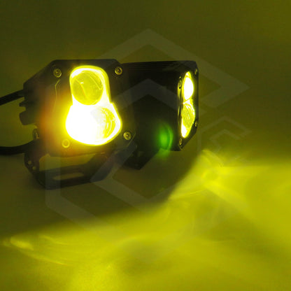 Faro Cuadrado O Redondo Lupa Bicolor 18,000lm 7 Led Uso Rudo