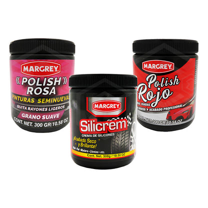 Kit Silicrem, Polish Rojo, Polish Rosa Margrey Negro Agua
