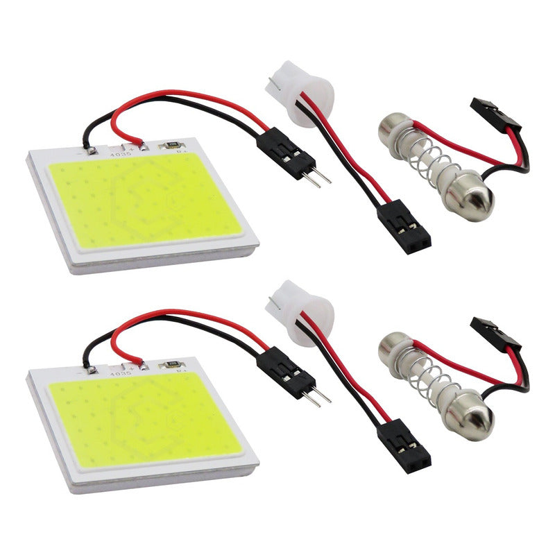 2 Placa Luz Interior Para Coche 24 48 Leds Cob 2 Adaptadores