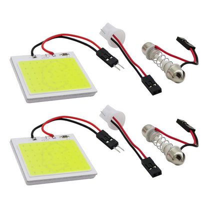 2 Placa Luz Interior Para Coche 24 48 Leds Cob 2 Adaptadores