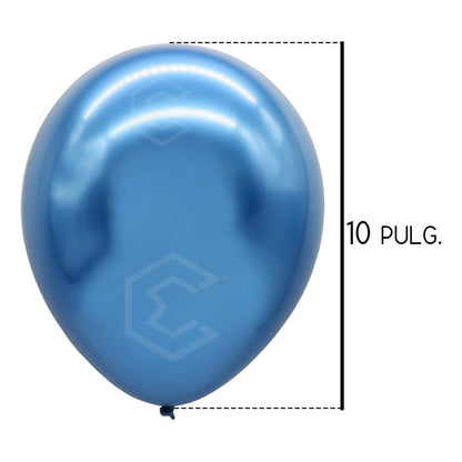 Bolsa 50 Globos Azul Metalizado #10 Fiestas Y Bodas Latex Azul