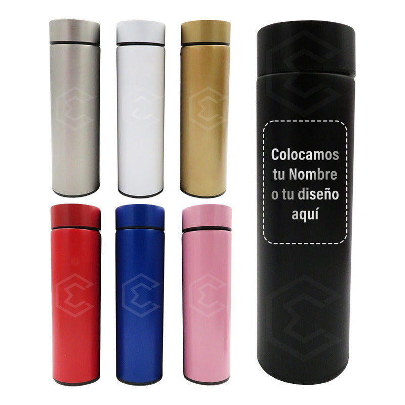 Termo Digital Personalizado Nombre Logo Grabado Láser 500ml