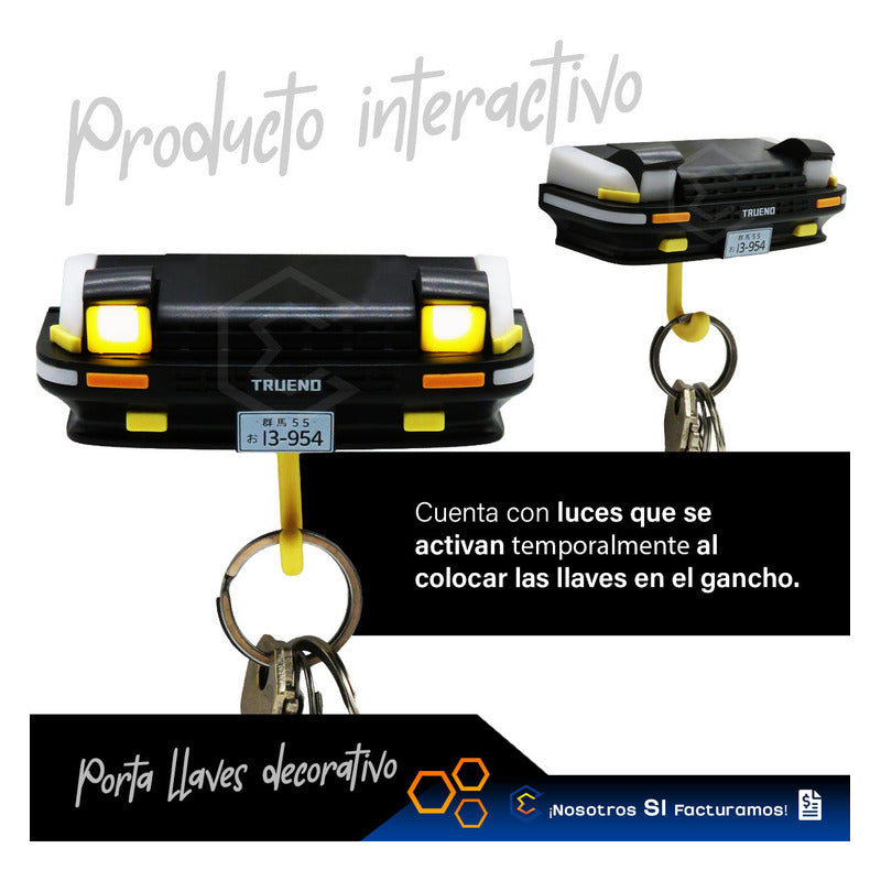 Porta Llaves Trueno Interactivo Luz Led Organizador Soporte Negro