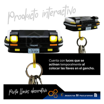 Porta Llaves Trueno Interactivo Luz Led Organizador Soporte Negro