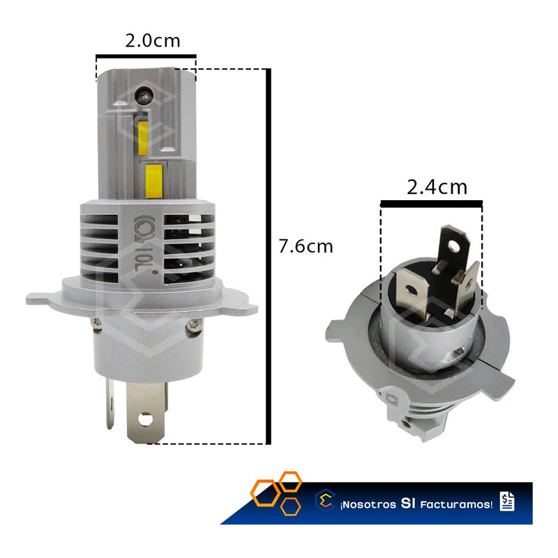Kit Focos 24 Led Csp Ambar H4 Ventilador Alta Y Baja 4,200lm H4 Ambar