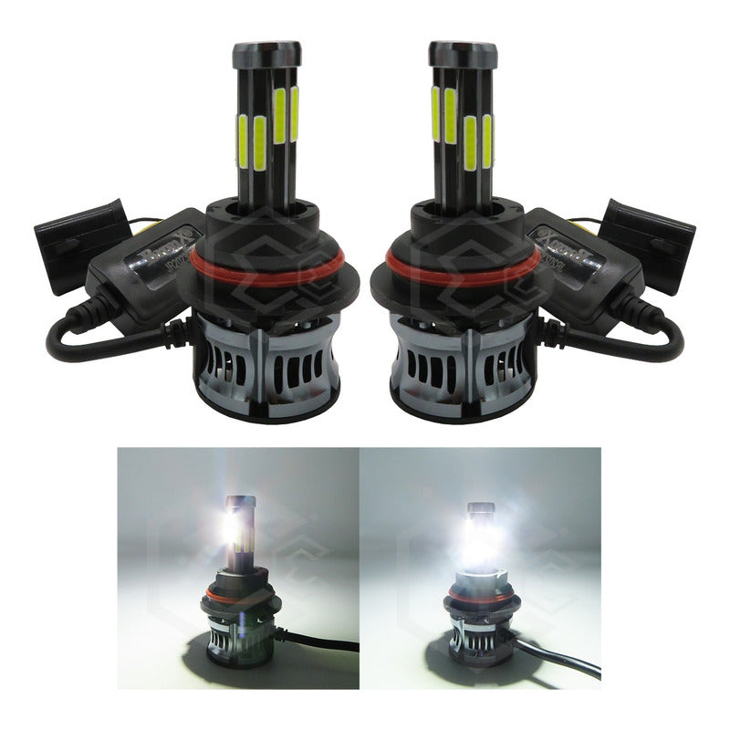 Kit Focos 9004 Led Cob 10 Caras Ventilador Alta Y Baja 360° 9004