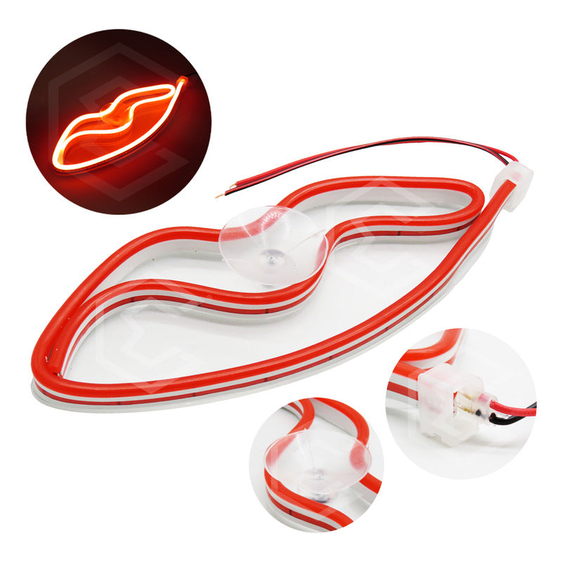 Figura Beso Led Luz Neon Parabrisas Chupón Grande 26cm 12v