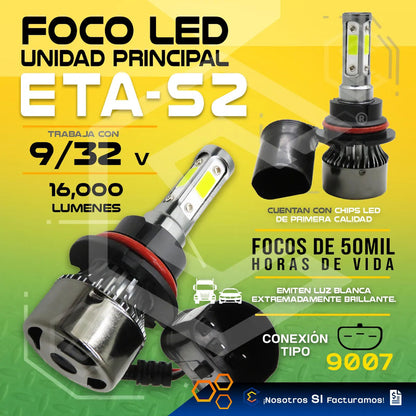 2 Focos Led 9007 4 Caras Ventilador Alta Baja 16000lm 9-32v 9007
