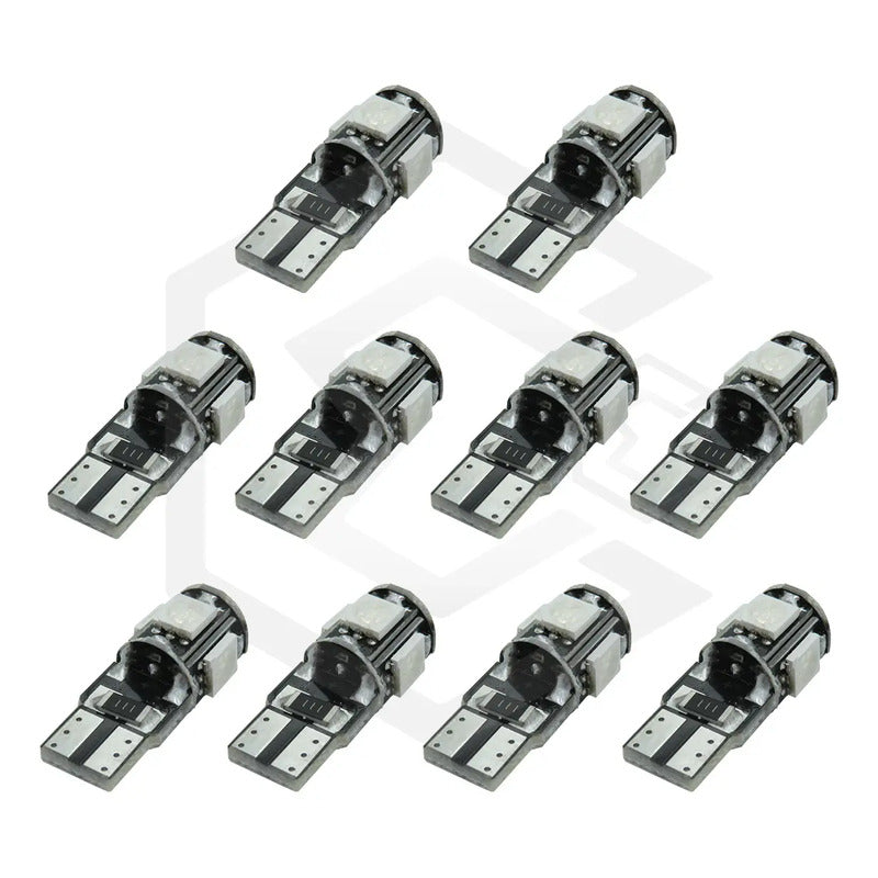 Kit De 10 Focos De Pellizco T10 5  Leds 5050 Alta Potencia