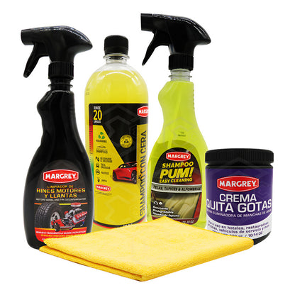 Kit Crema Quita Gotas Pum Shampoo Platinum Limpiador Margrey