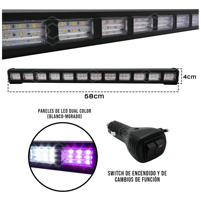 Barra 216 Led 19 Funciones 12 Módulos Bicolor Estrobo 12-24v