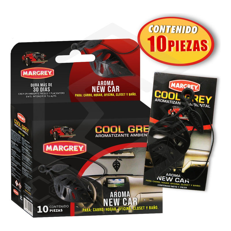 Aromatizante Auto Casa Ambiental Cool Grey Hoja Margrey10pza