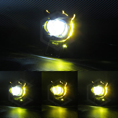 Par Faros 6 Leds 1 Lupa Bicolor Fijo Estrobo Cíclope 12-24v