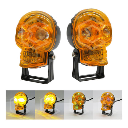Par Faros 18 Leds 2 Lupas Rgb Calavera 12 Funciones 12-24v