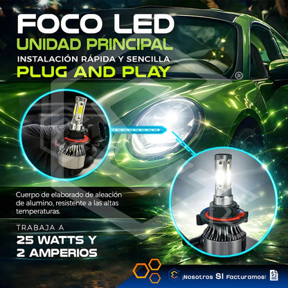 2 Focos Led 4 Caras Ventilador Alta O Baja 16000lm 25w 9-32v H11