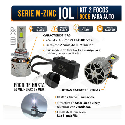 Kit 2 Focos 9006 48 Led Csp Nitrogeno Zinc Alta Baja 20000lm 9006