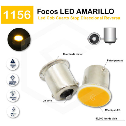 10 Focos 1156 1157 Led Cob Cuarto Stop Direccional Reversa