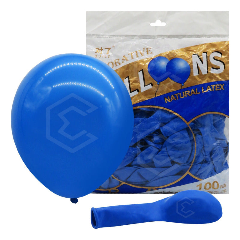 Bolsa 100 Globos Azul Brillosos #10 Fiestas Y Bodas Latex