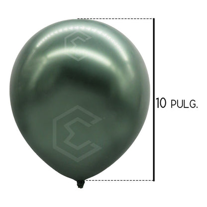 Bolsa 50 Globos Verde Oscuro Metalico #10 Fiesta Boda Latex Verde Oscuro Metalico