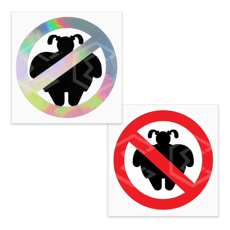 2 Calcomanía Sticker Vinil Prohibido No Gordas Auto Moto 15c