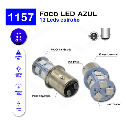 2 Focos 1157 1156 1176 3157 7440 7443 13 Leds  Estrobo 12v