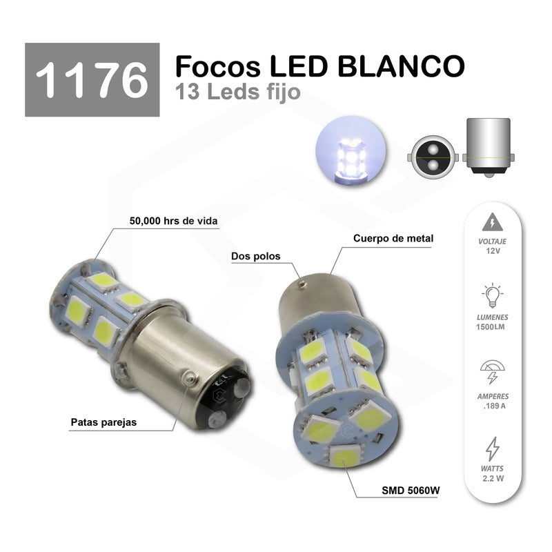 2 Focos 1157 1156 1176 3157 7440 7443 13 Leds Fijo Par Focos