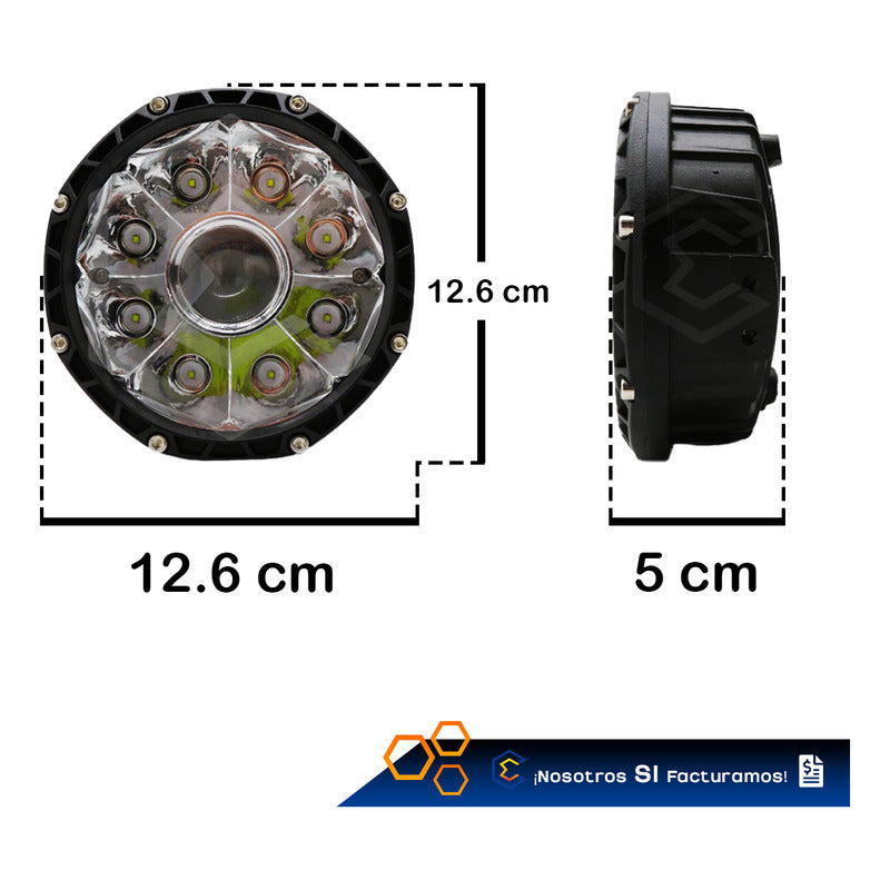 Par De Faros 9 Leds Redondo Con Lupa Luz Fija 5 PuLG 12-24v