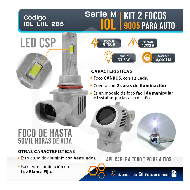 Kit 2 Focos 9005 12 Led Csp Chromite Alta Baja 31.8w 8,000lm 9005