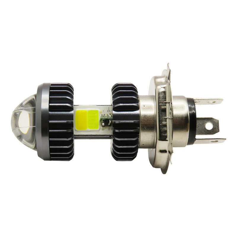 Foco Moto H4 Lupa Proyector Ba20d Bicolor 66 Led 2 Funcion T