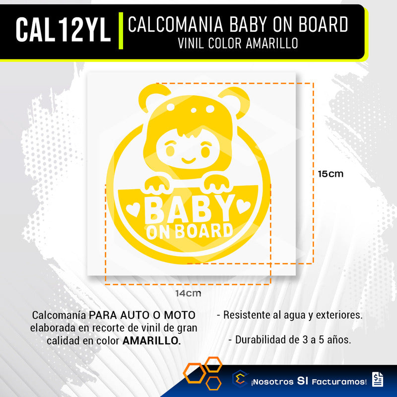 10 Calcomanía Bebé A Bordo Sticker Vinil Auto Moto 14cmx15cm