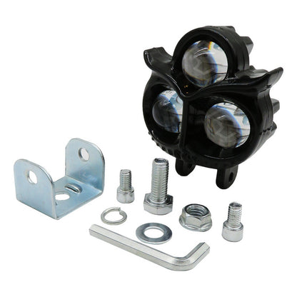 2 Faros Búho 18 Hiper Leds Lupa Estrobo Bicolor 12-24v Moto