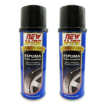 2 Espuma Para Llantas New Shine Renovador De Color Y Brillo Azul Claro