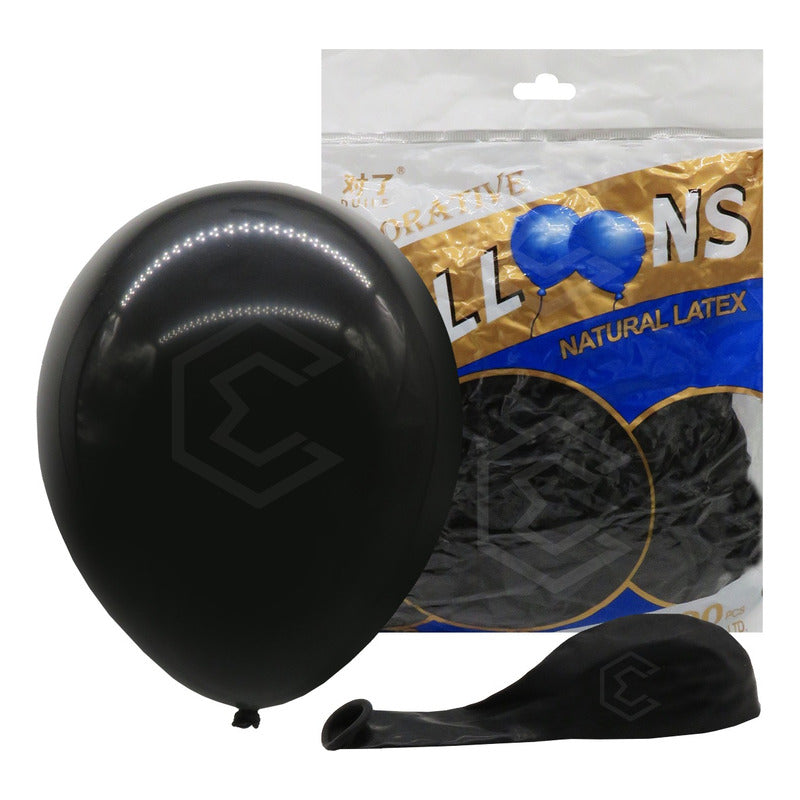 Bolsa 100 Globos Negro Brillosos #10 Fiestas Y Bodas Latex