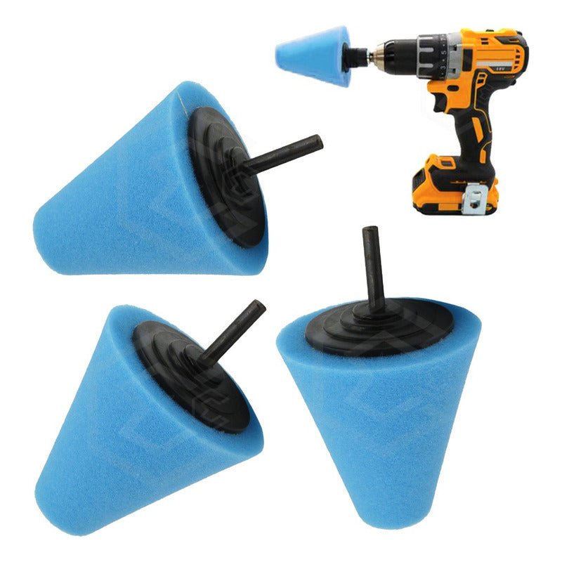 3 Conos Para Pulido De Rines Esponja Marca Etari Azul Corte 40
