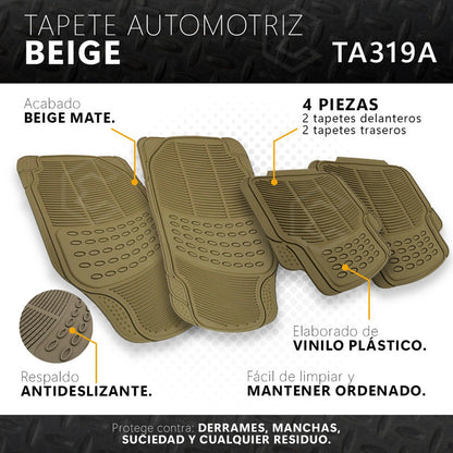 Tapete Automotriz Universal Hule Importado Juego 4 Piezas