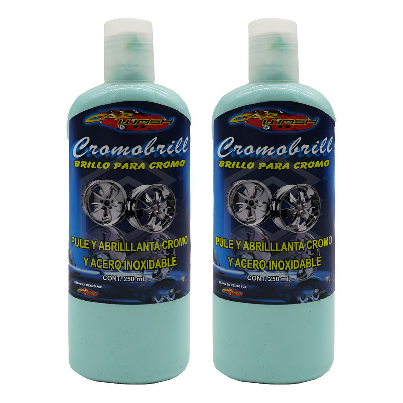 2 Pule Y Abrillanta Cromo Acero Inoxidable Cromobrill 250ml Agua