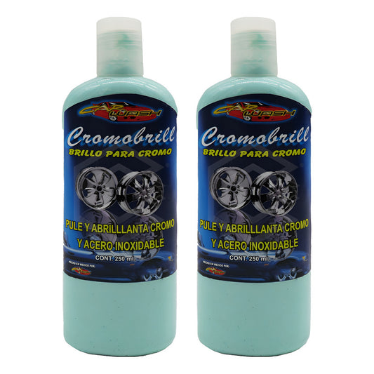 2 Pule Y Abrillanta Cromo Acero Inoxidable Cromobrill 250ml Agua